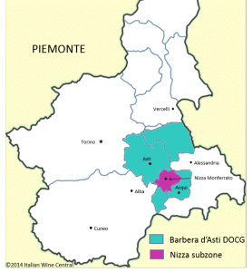 Nizza-Barbera d'Asti map